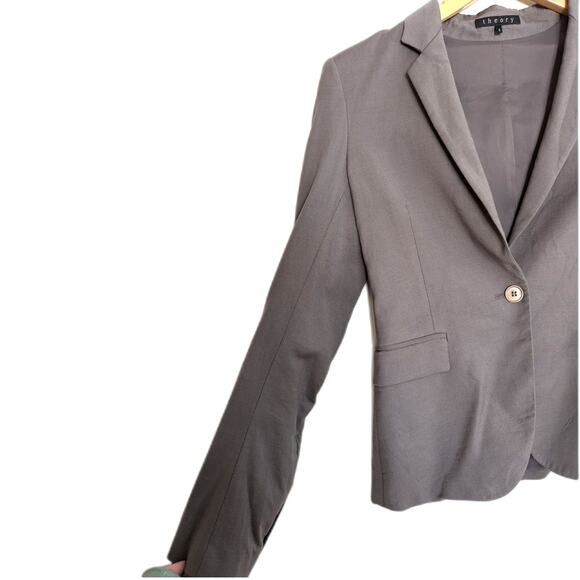 Theory Grey Italian Wool Blend Single Button Blazer Size 2 - Picture 4 of 7